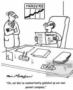 'Oh, no! We've inadvertently gobbled up our own parent company.'